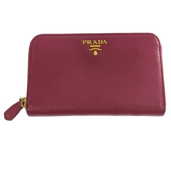 Prada Saffiano Round Zipper Long Wallet / 1m1157 / Pink /...